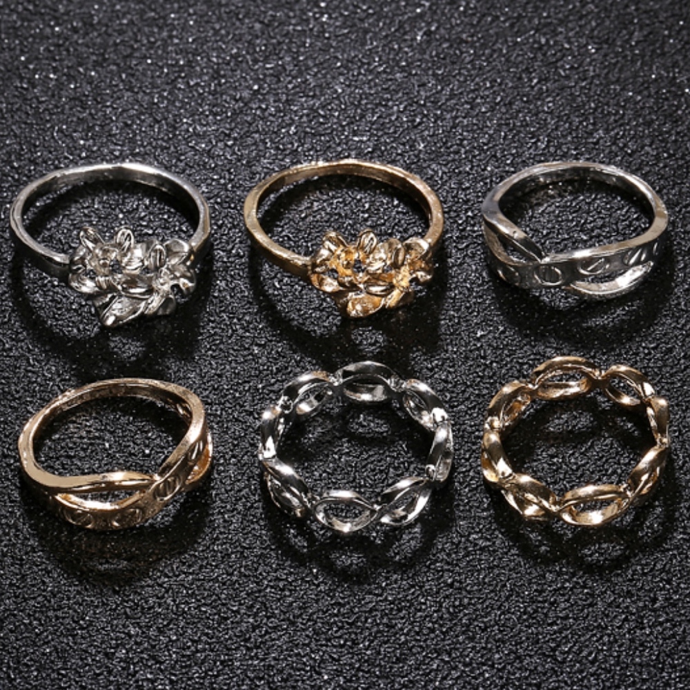 Love Screw Infinity Open Heart Gold Midi Rings - Picture 5 of 7